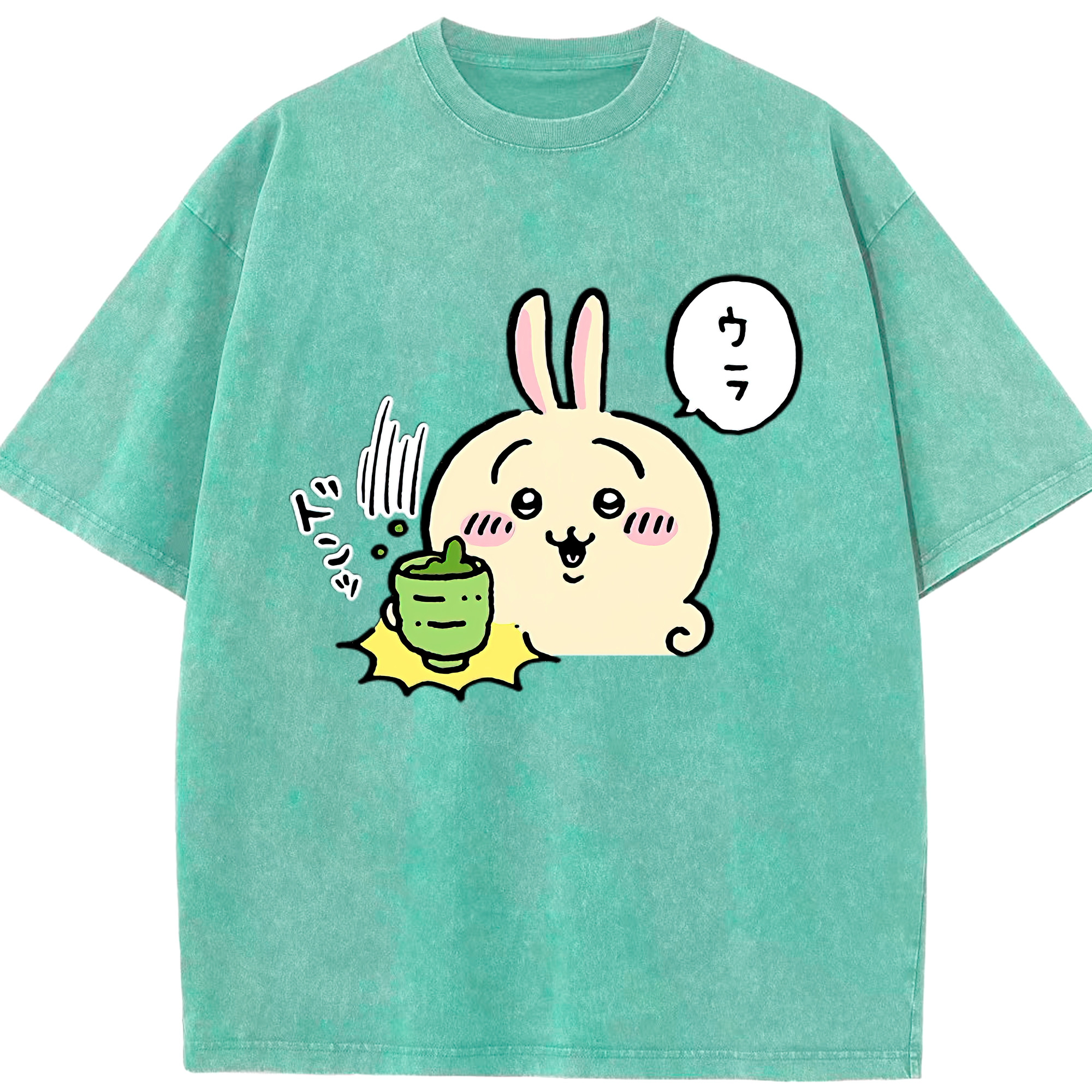 （画像用） ちいかわ うさぎ Chii-kawa usagi 綿100% ヴィンテージ風 半袖Tシャツ（フロントプリント）